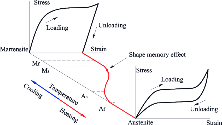 Typical thermomechanical behavior of SMA