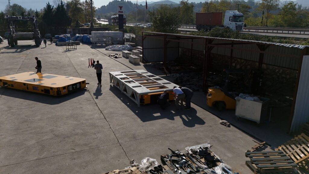 FADA visit with Farley - Outside with transfer cart